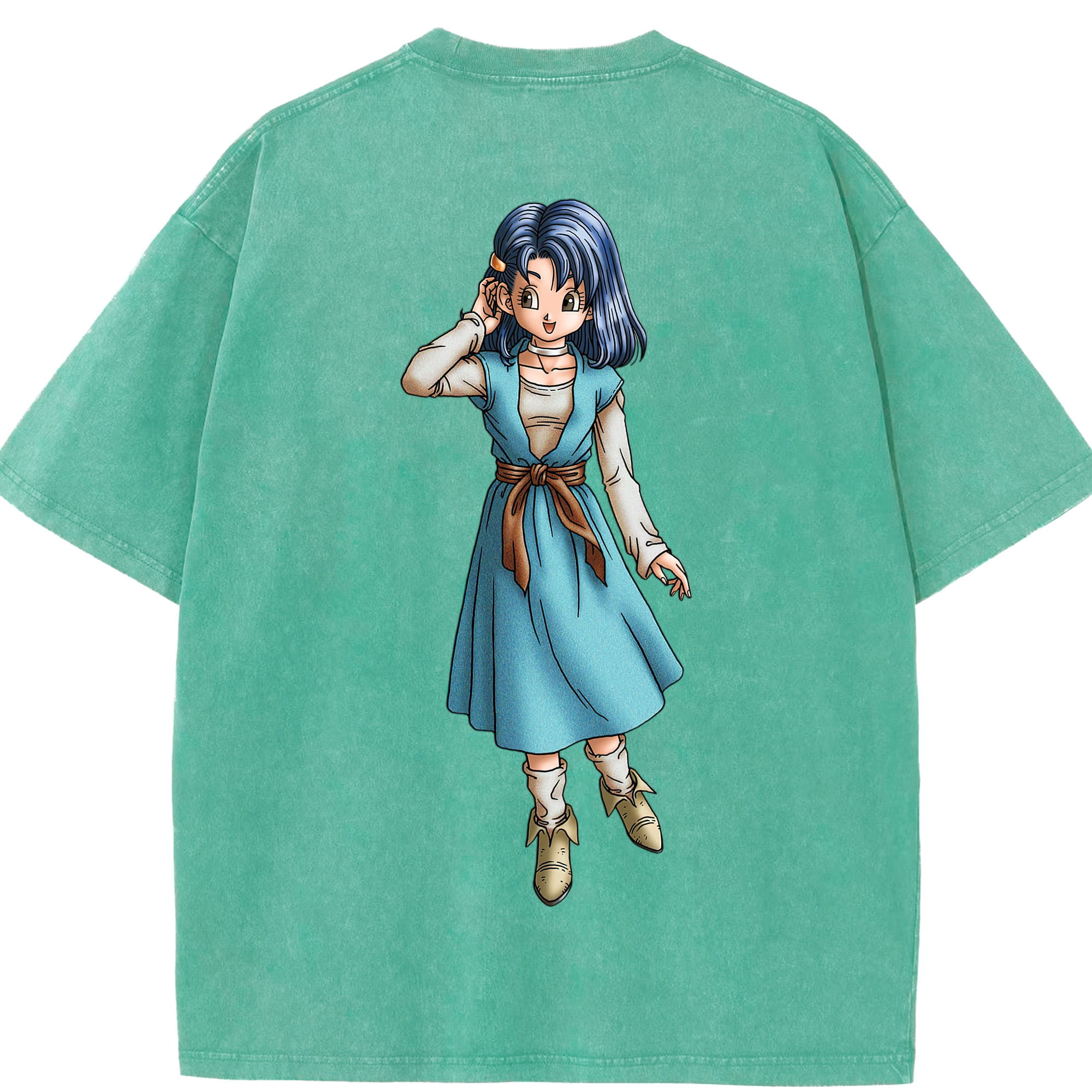 （画像用） ドラゴンクエスト Doragon Kuesuto Dragon Quest 綿100% ヴィンテージ風 半袖Tシャツ（背面プリント）